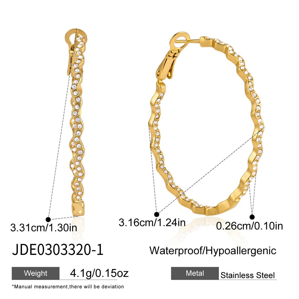 Wavy Zircon Hoop Earrings Collection