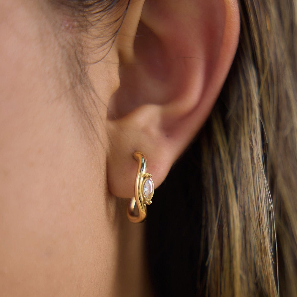 Curved Zircon Hoop Earrings