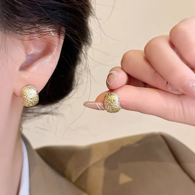 925 Silver Needle Internet Celebrity Same Style Gold Earrings Women's Light Luxury High-end Elegant All-match Earrings Retro New Earrings