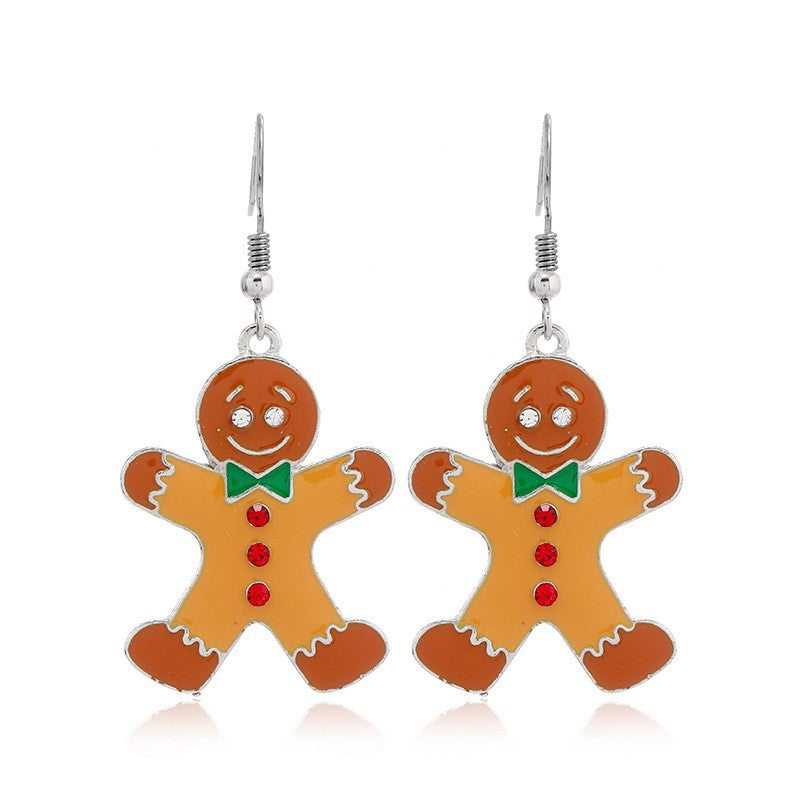 European And American Cross-border Fashion Christmas Earrings Cute Cartoon Christmas Tree Bells Bulbs Snowflake Alloy Earrings