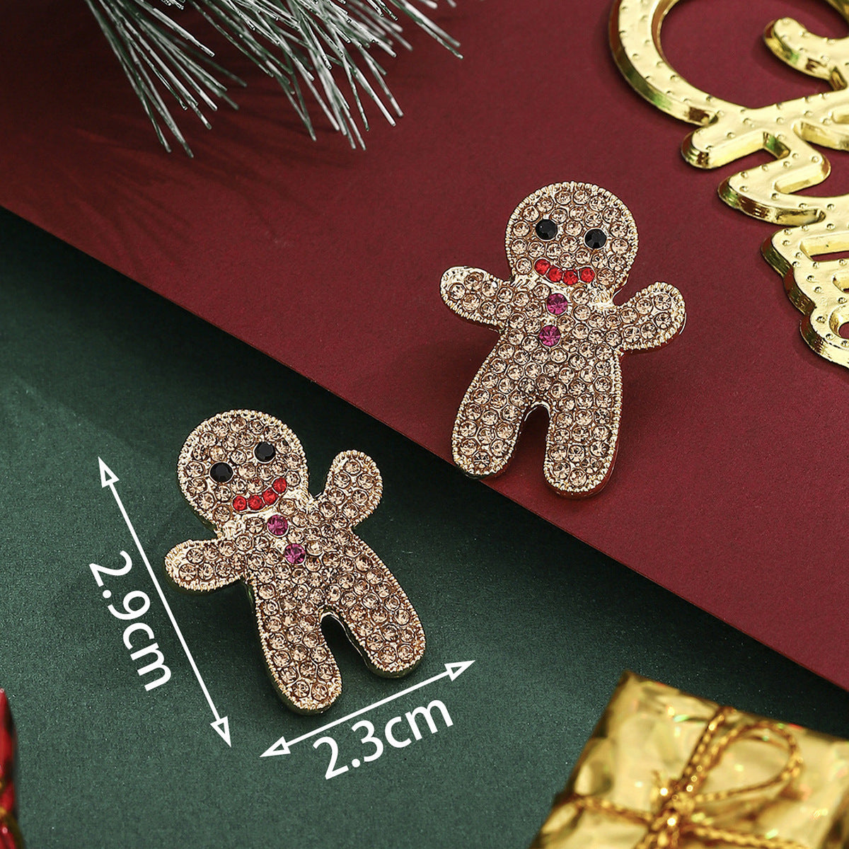 Cross-Border Personalized Christmas Alloy Earrings Christmas Hat Colorful Star Dot Diamond Christmas Tree Elk Gingerbread Man Earrings