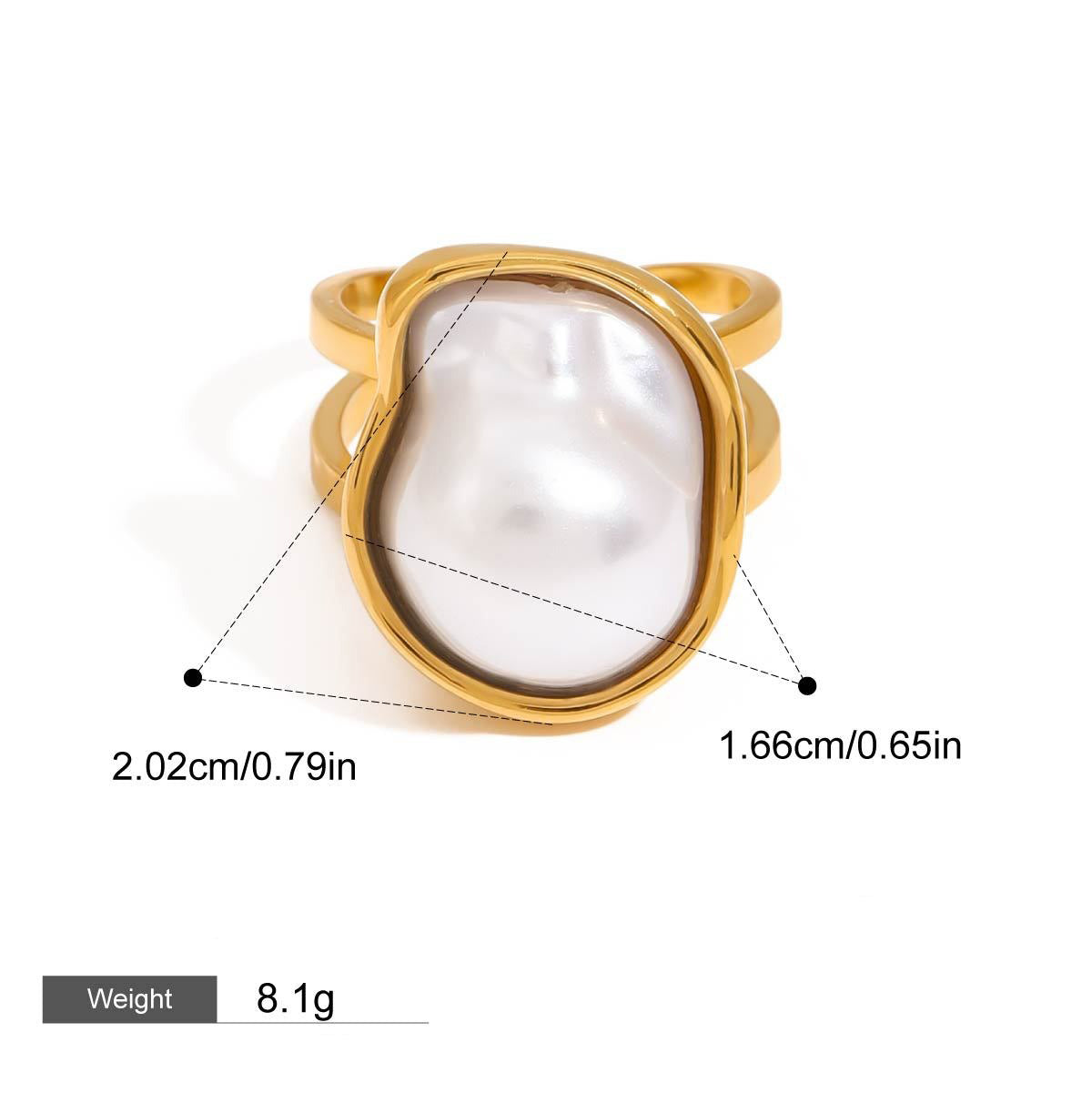 18K gold inlaid irregular pearls exquisite design noble necklace earrings ring set