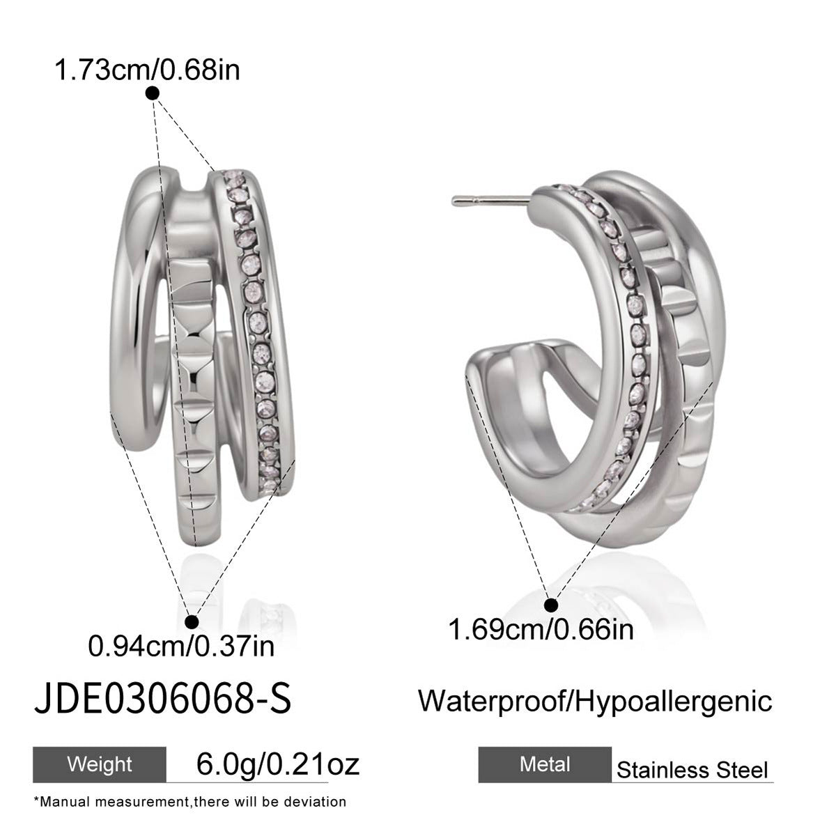 Triple Row Zircon Hoop Earrings Collection