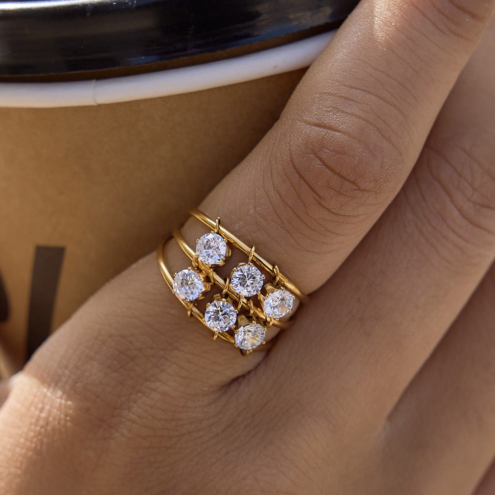 Sliding Zircon Ring Collection