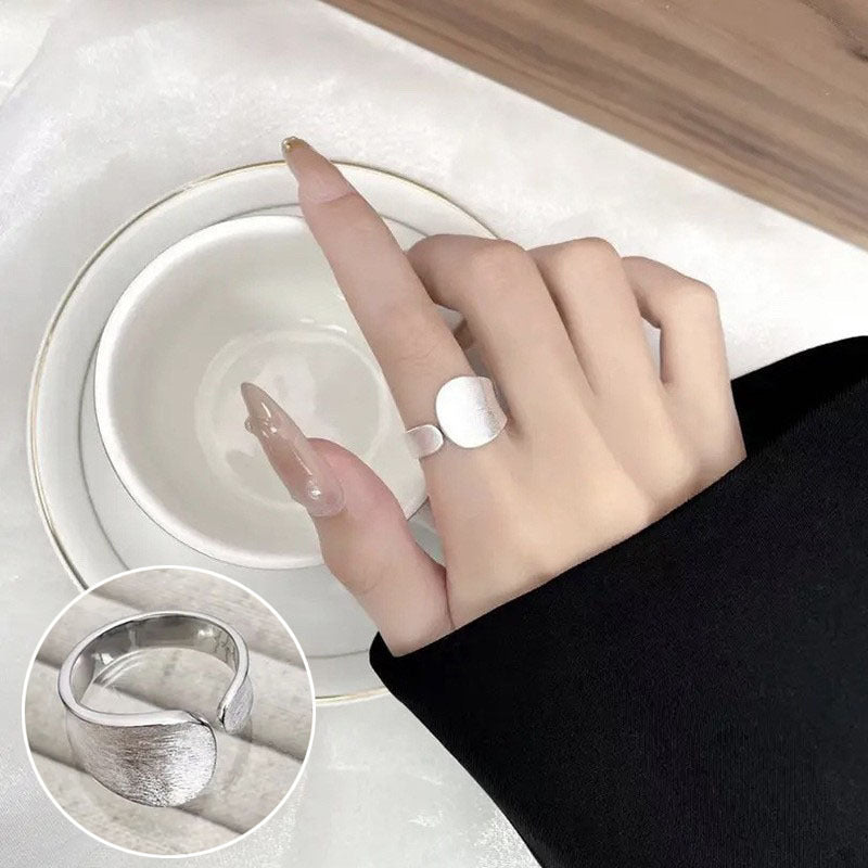 High Sense Star Open Ring For Women, INS Niche Brushed Texture Luxury Adjustable Index Finger Statement Ring
