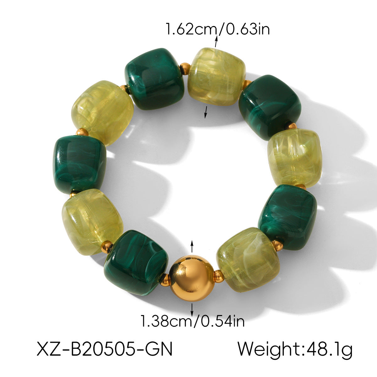 Acrylic Geometric Stainless Steel Beaded Bracelet