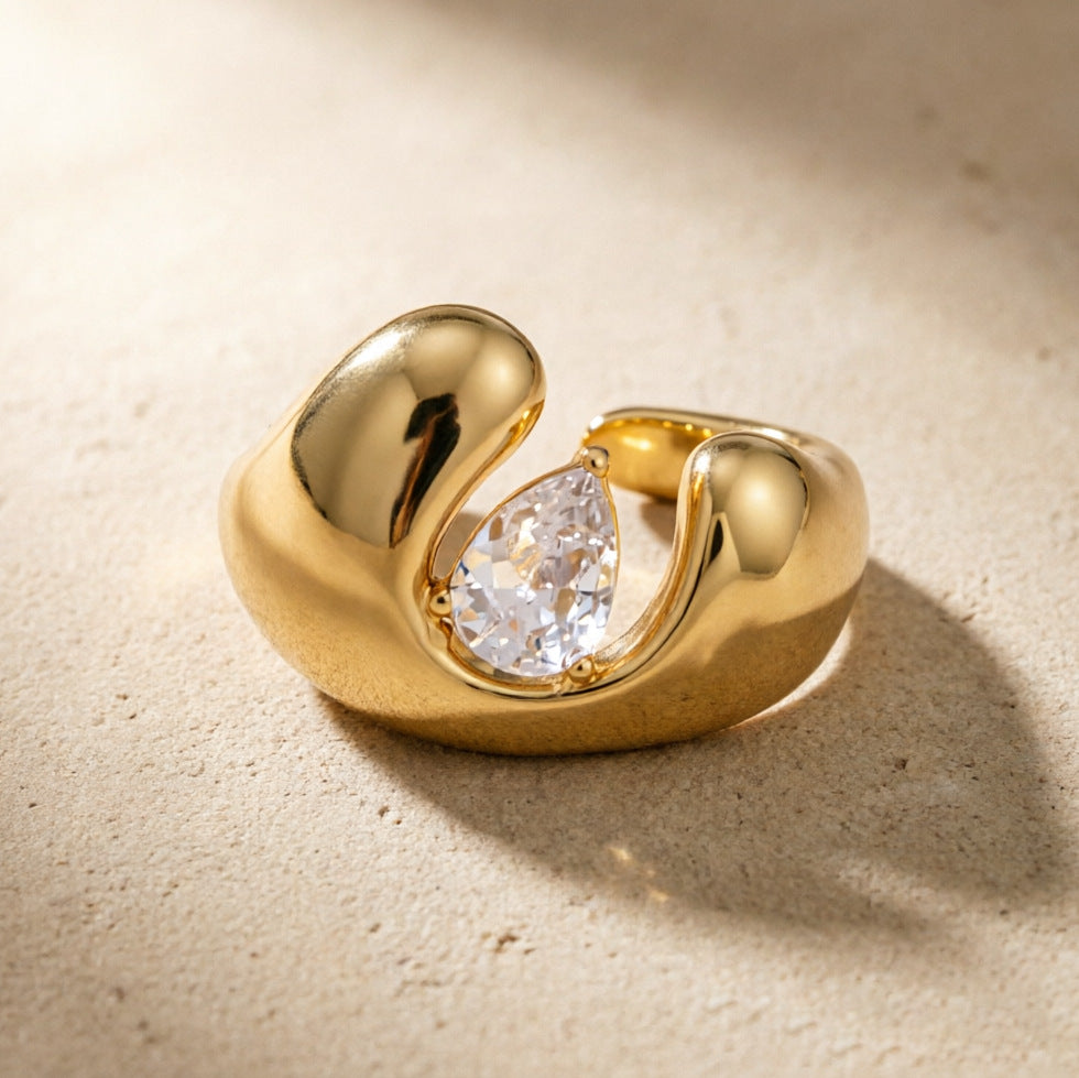 Horseshoe Zircon Open Ring