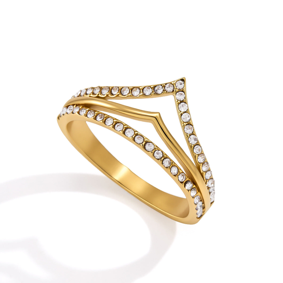 Layered Wave Zircon Ring
