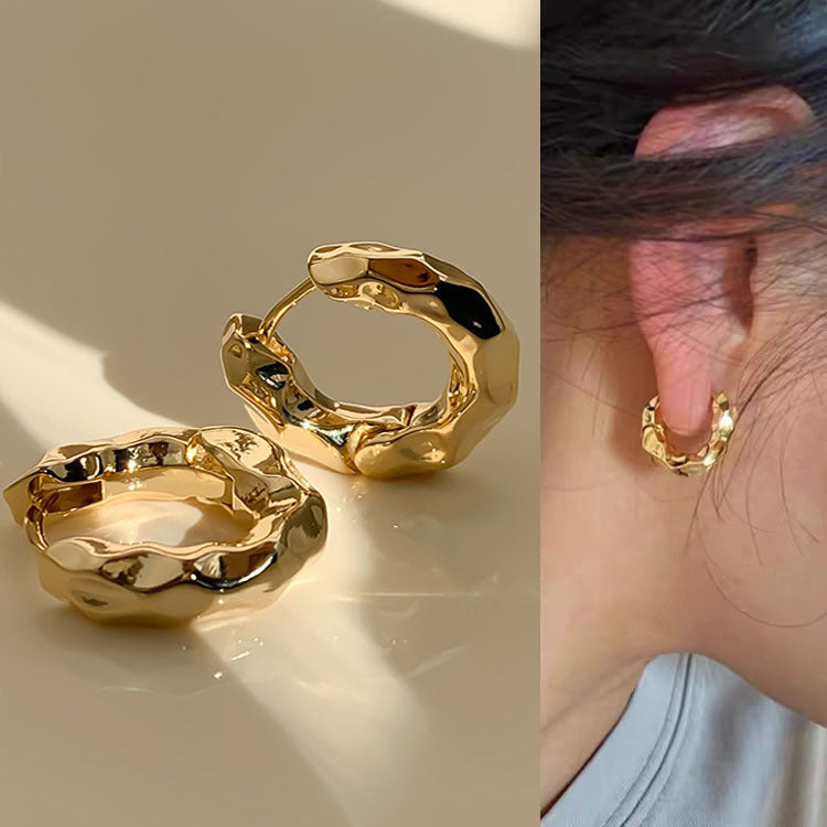 925 Silver Needle Internet Celebrity Same Style Gold Earrings Women's Light Luxury High-end Elegant All-match Earrings Retro New Earrings