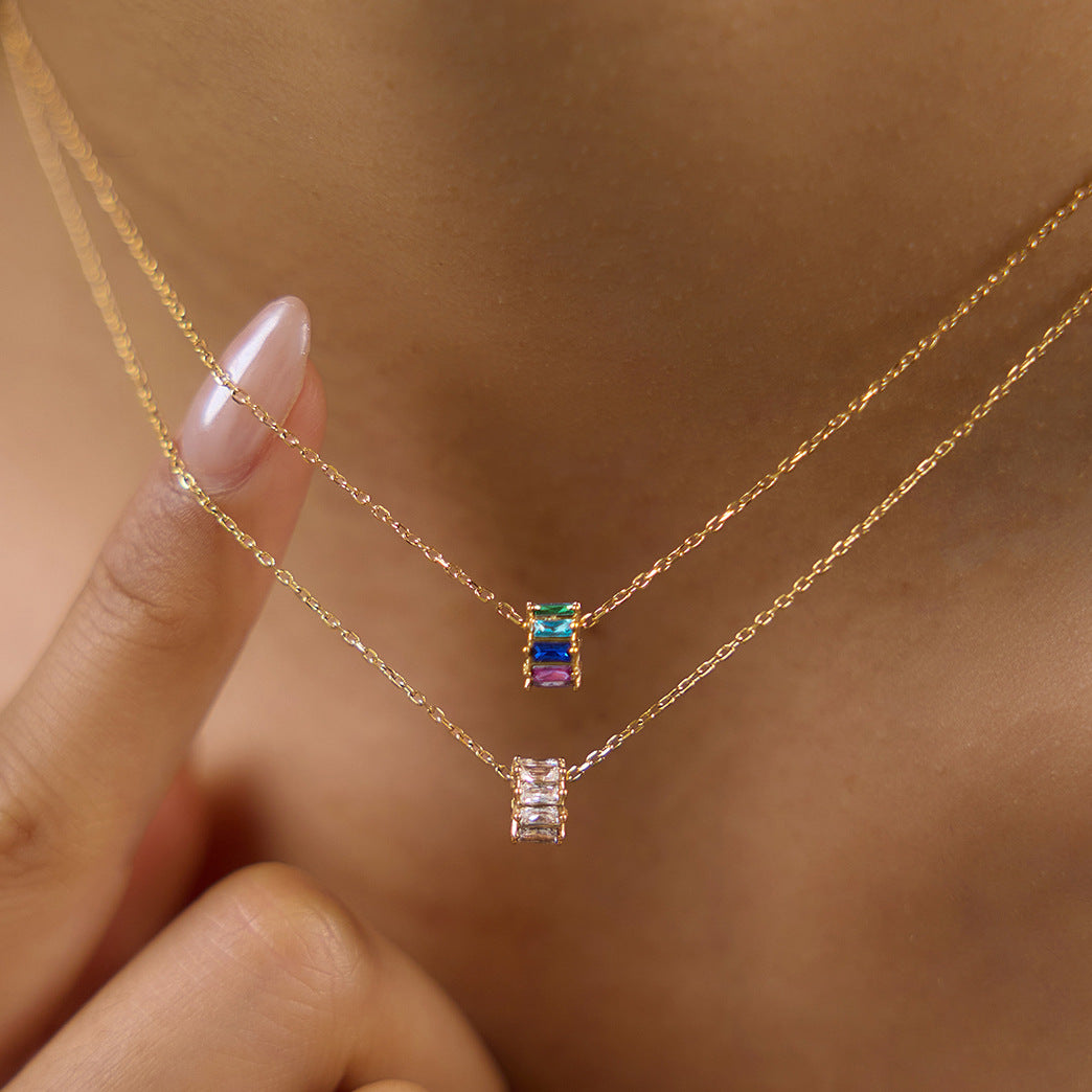 Geometric Zircon Pendant Necklace Collection
