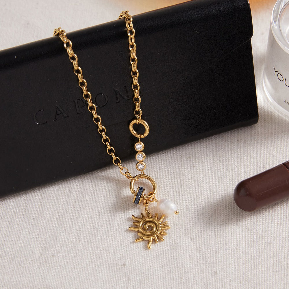 Spiral Sun Pearl Necklace