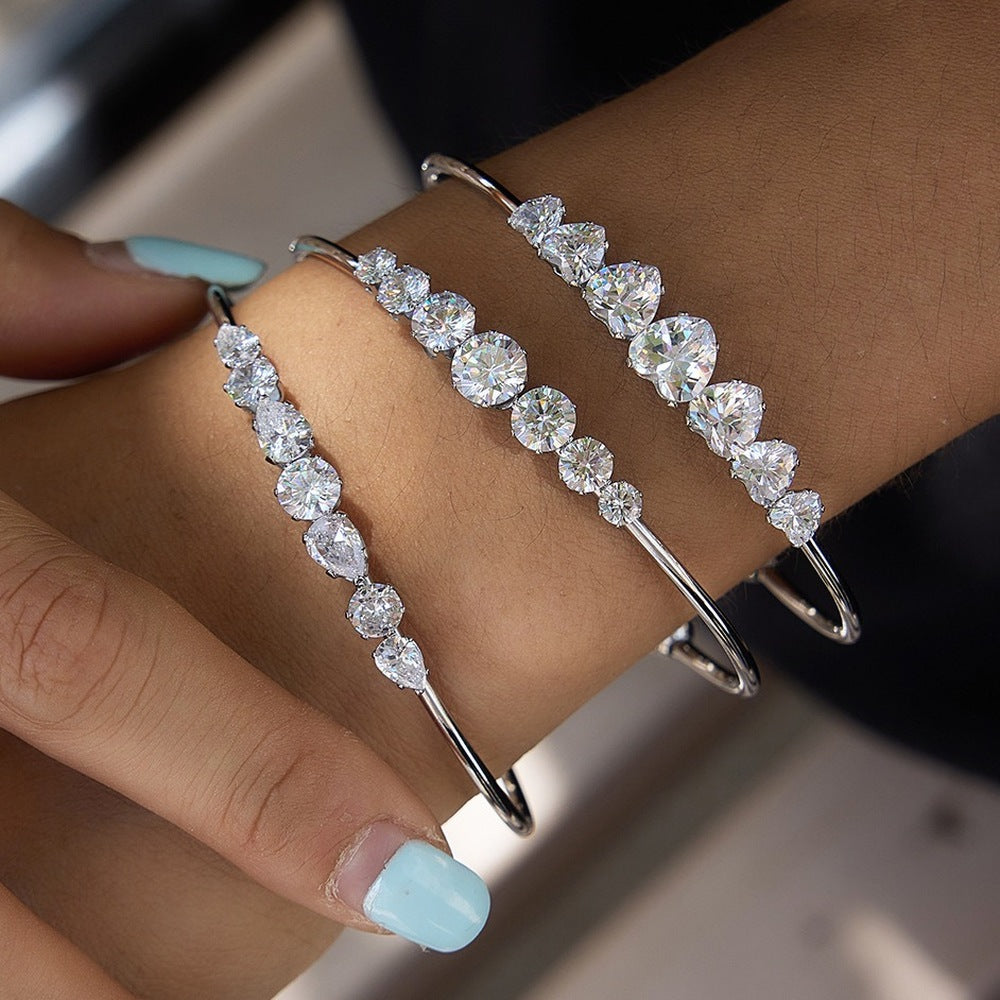 Silver Zircon Bangle Collection