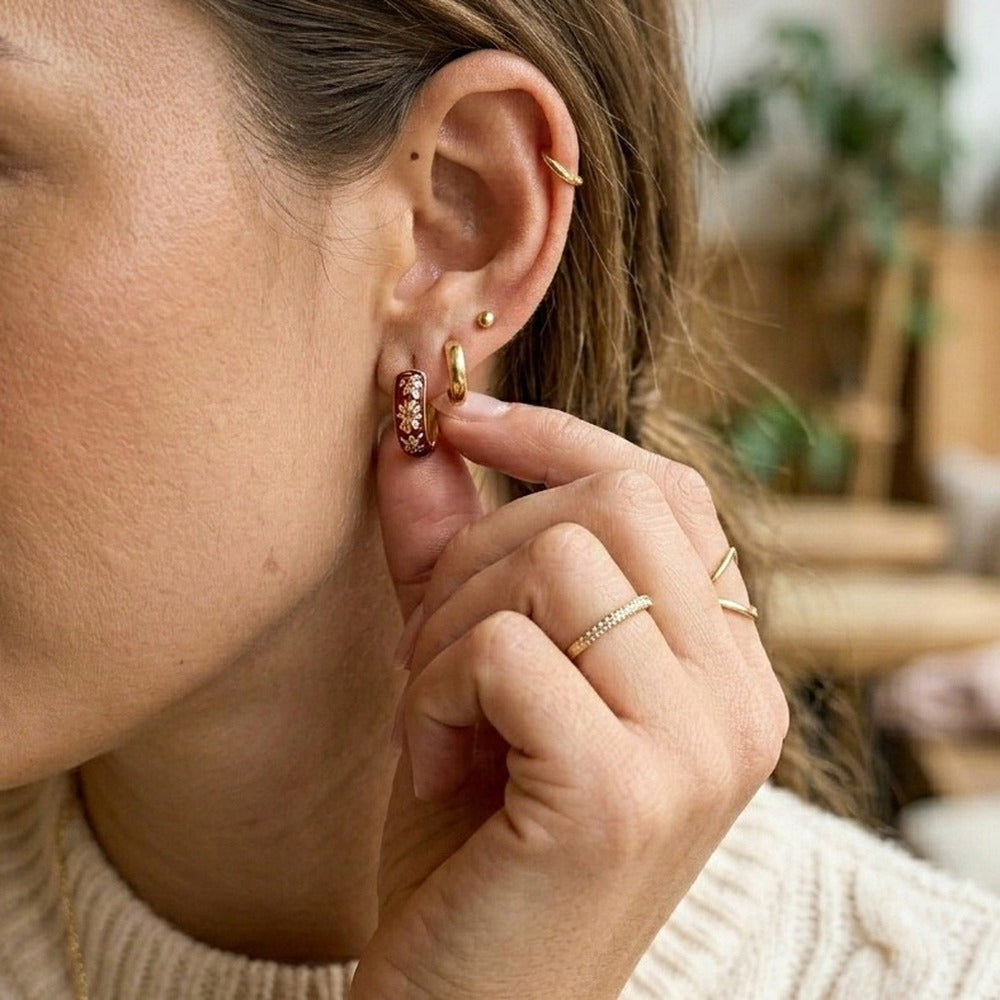 Enamel Flower Hoop Earrings Collection