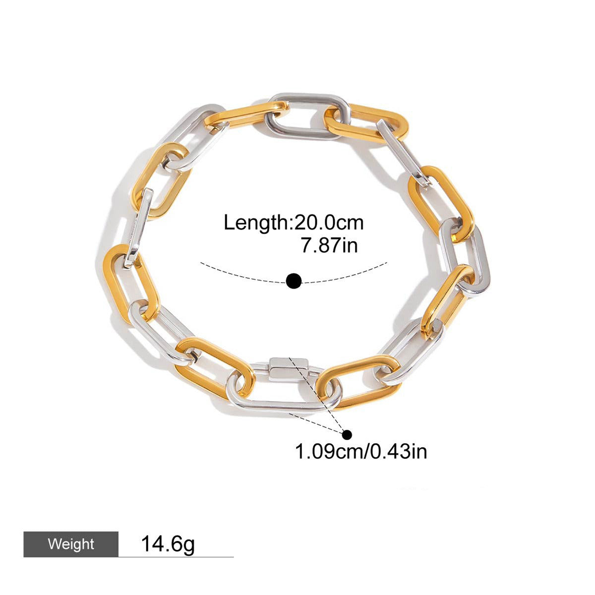 18K gold pendant chain with gold and silver color matching design, simple and unique necklace and bracelet set