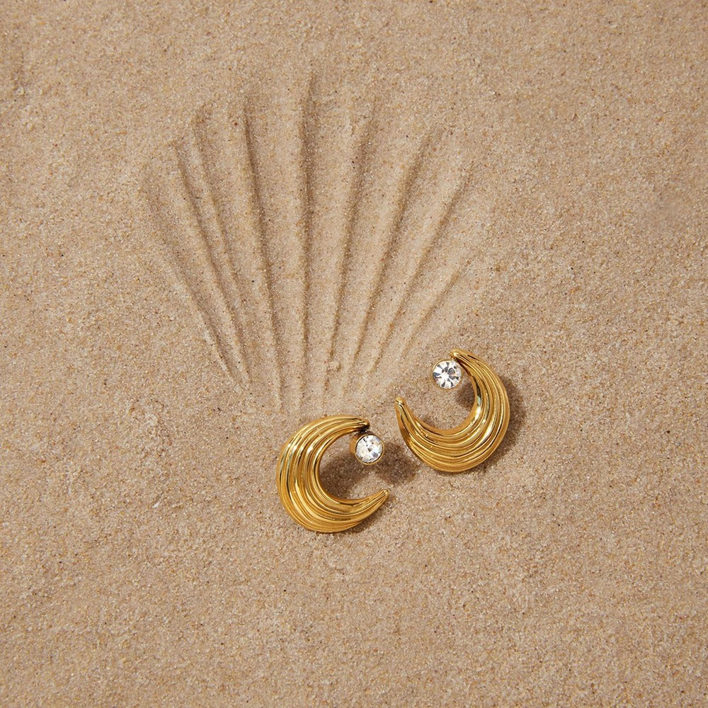 Moon Zircon Stud Earrings