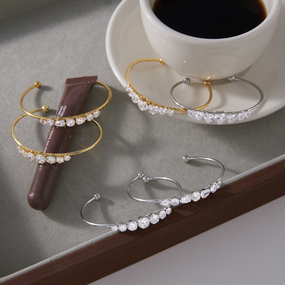 Silver Zircon Bangle Collection