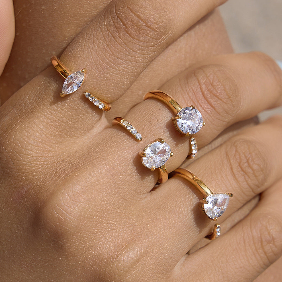 Four Style Zircon Ring Collection