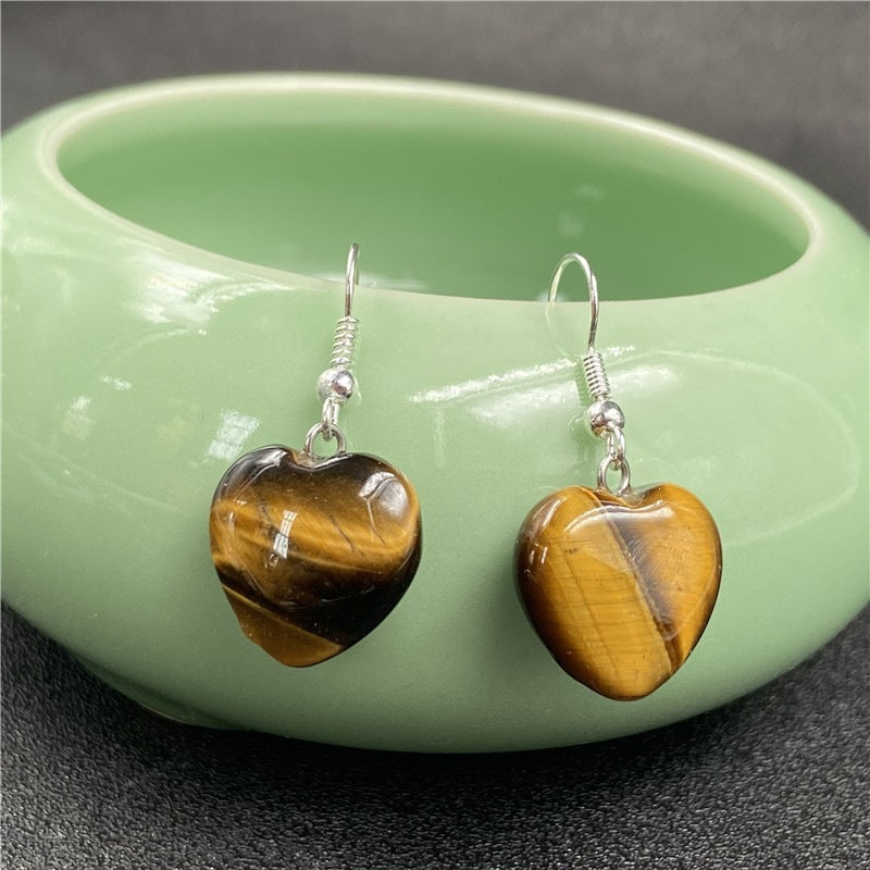 Natural Stone Amethyst Small Heart Earrings