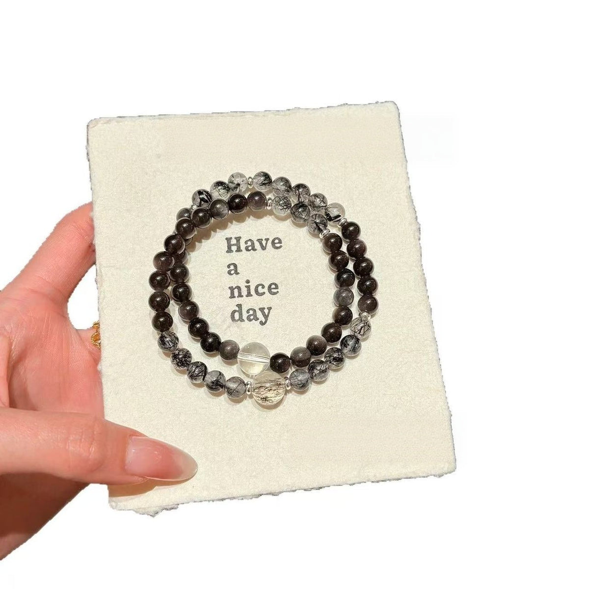 Protection  Power Black Rutilated Quartz Clear Quartz Bracelet For Courage Career  Positive Aura