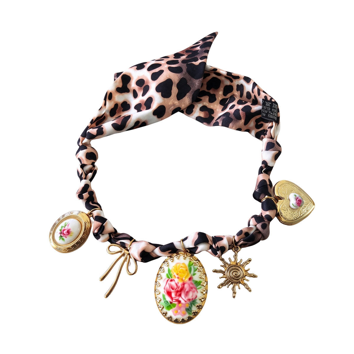 European American Style Unique Leopard Print Heart Pendant Necklace For Women, Inlaid Gemstone Clavicle Chain, Niche Neck Jewelry