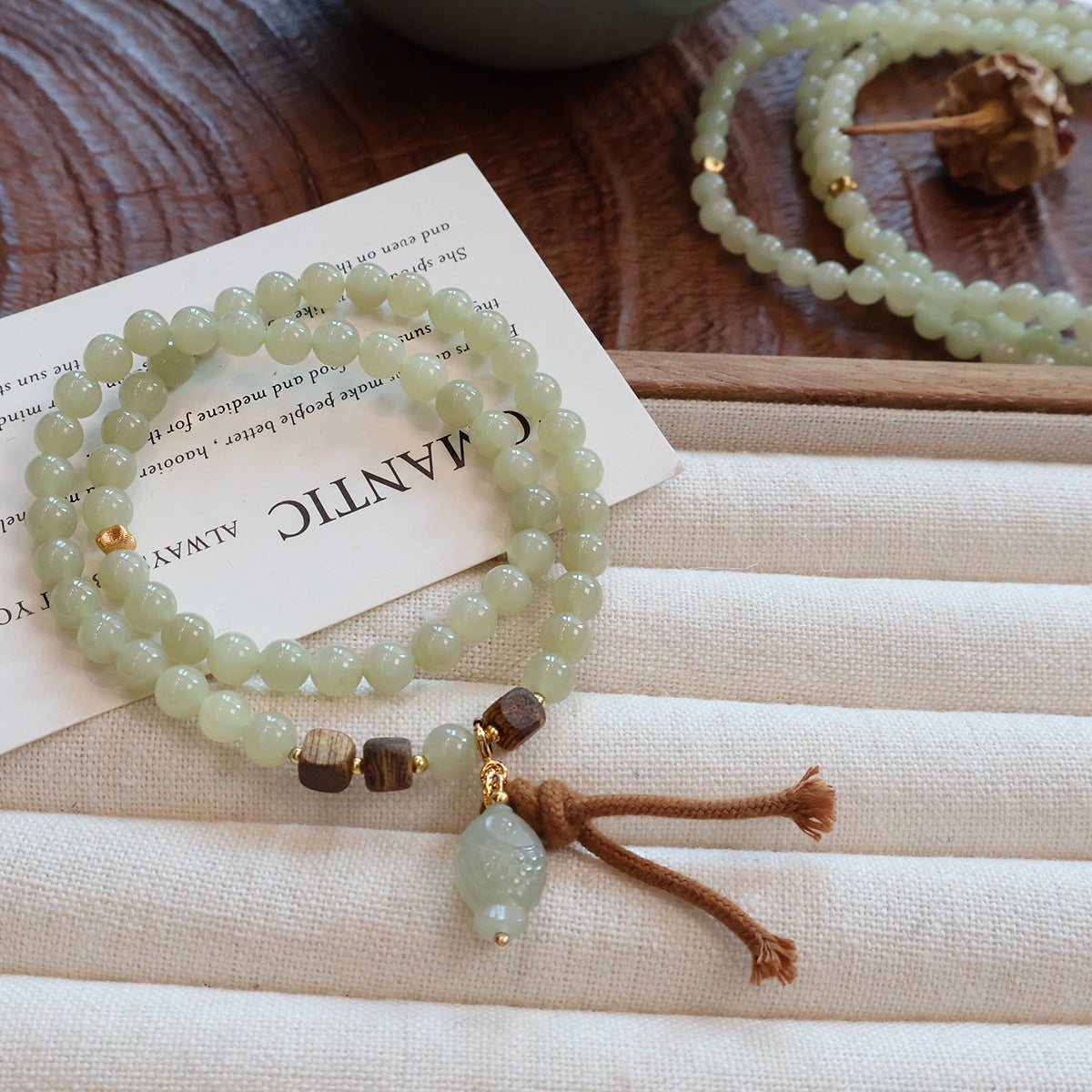 Natural Hetian Jade Bead Bracelet