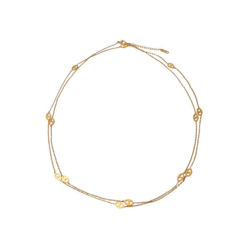 18K gold lightweight luxury pig nose necklace