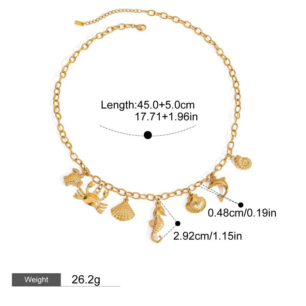 18K gold geometric shape with ocean style design exquisite and fashionable earrings, necklace and ring set