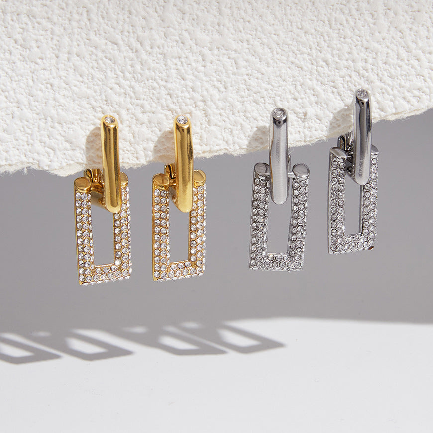Geometric Zircon Drop Earrings Collection