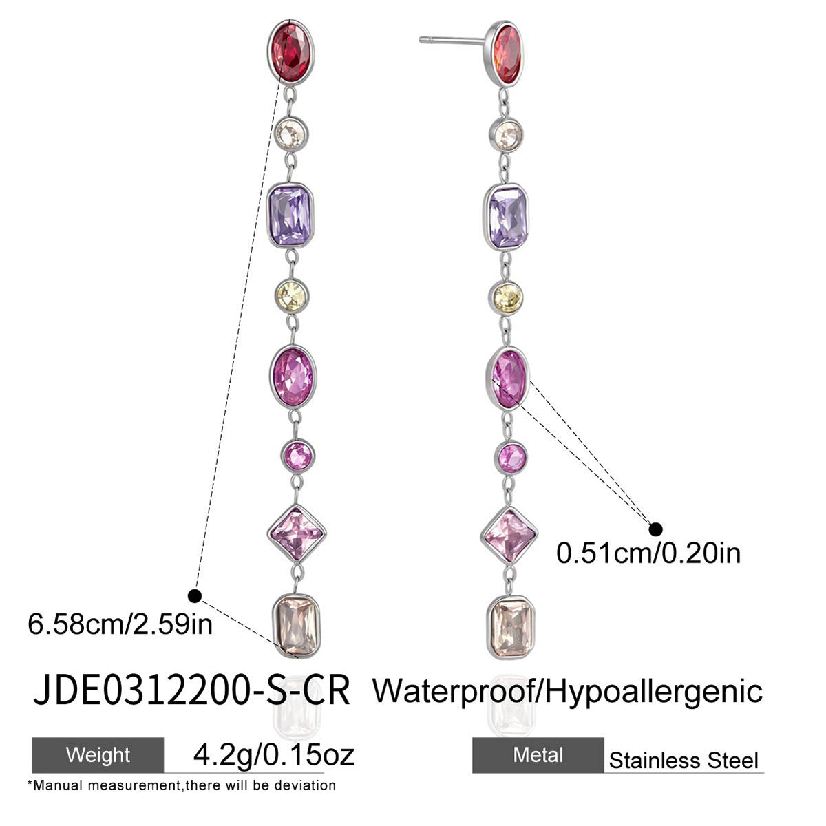 Color Zircon Tassel Earrings Collection