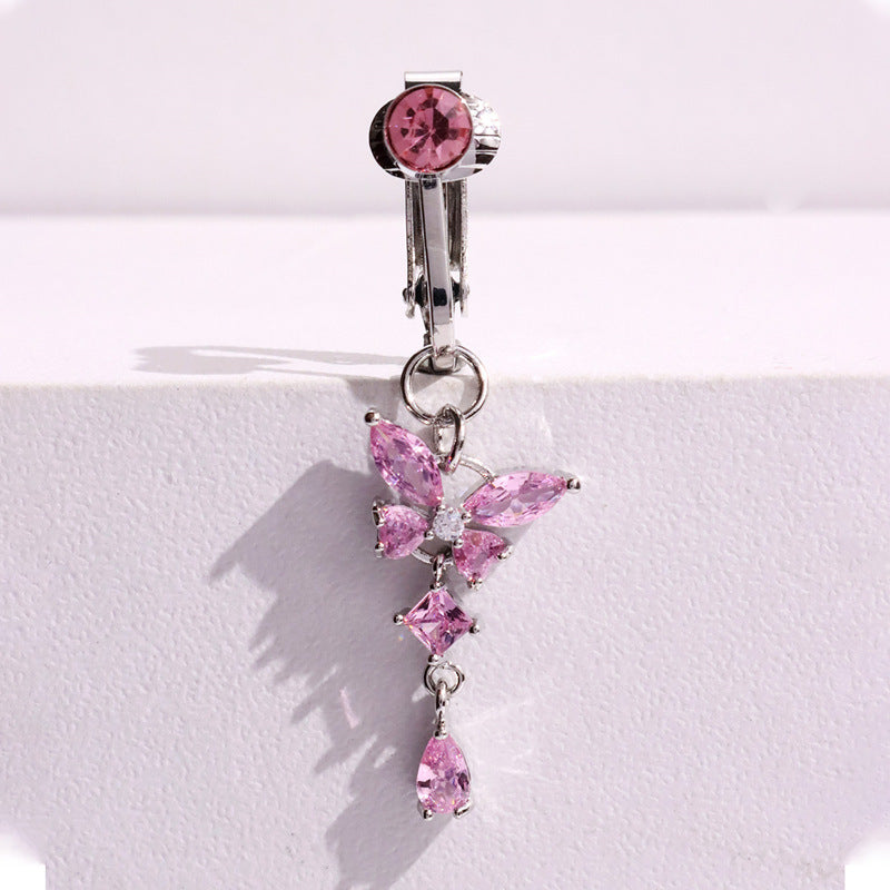 Heart  Button Ring Fake Belly Piercing Butterfly