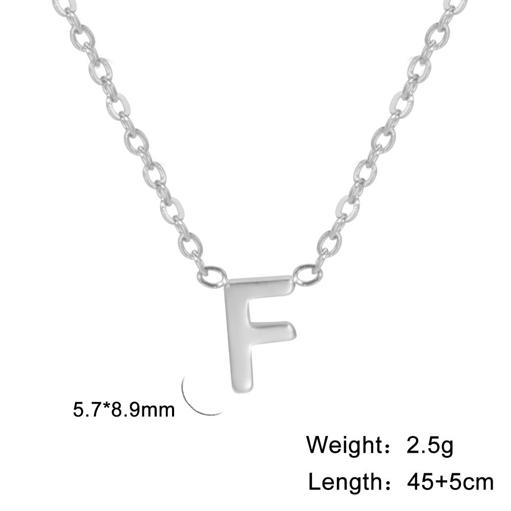 Hot-Selling Welded 26 Letters 18K Real Gold Electroplated Non-Fading Small Pendant Jewelry 304 Material Stainless Steel Necklace