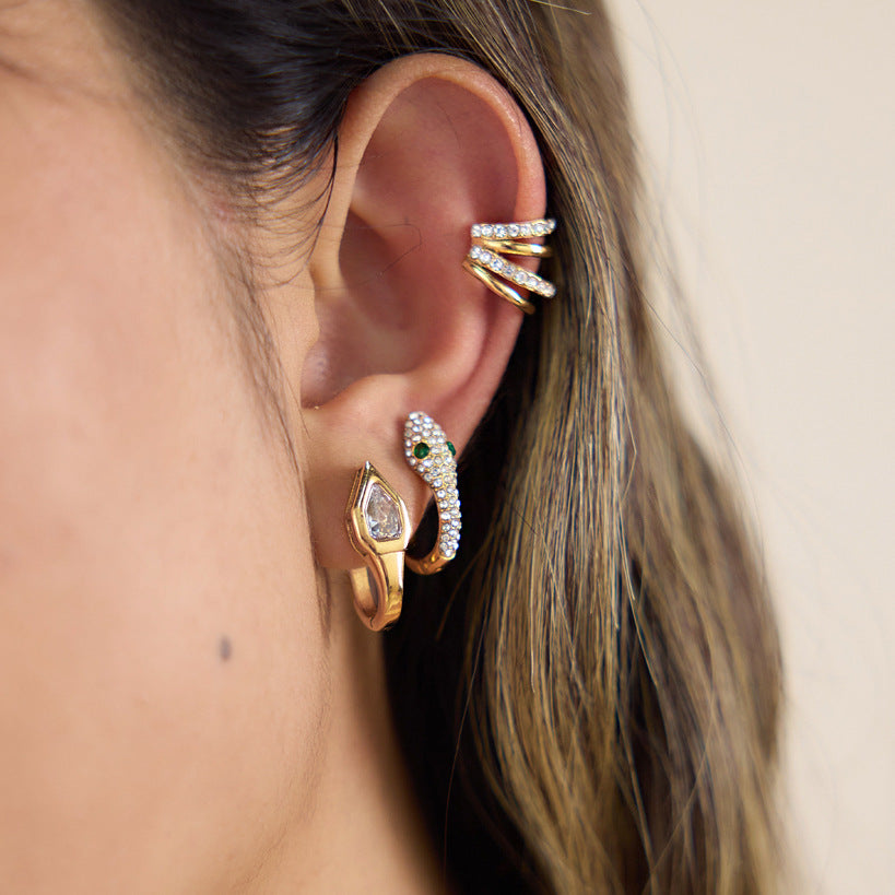 Snake Zircon Huggie Earrings Collection