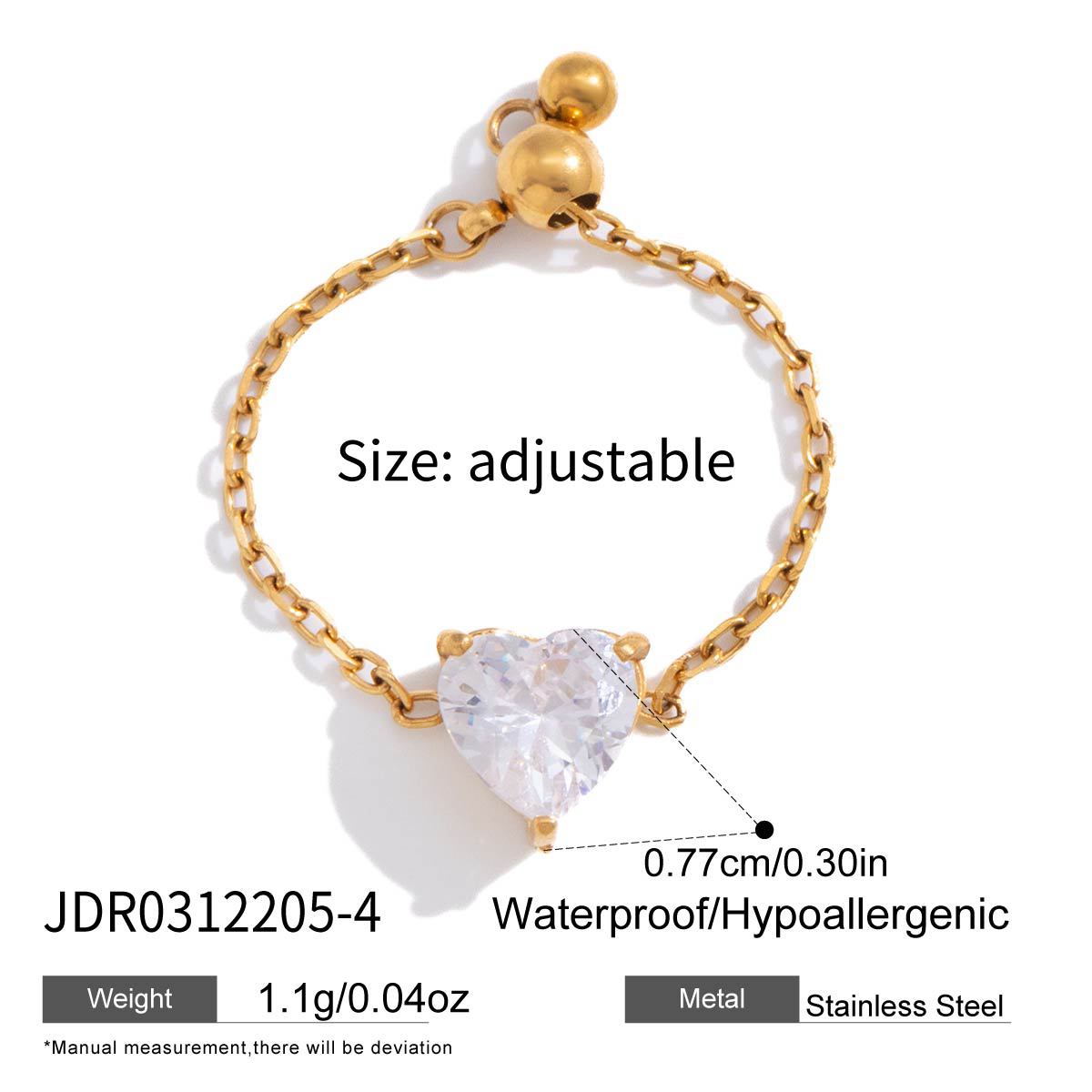 Adjustable Heart Zircon Ring Collection