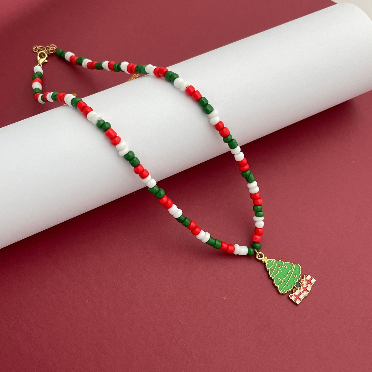 Amazon Cross-border Christmas Acrylic Rice Beads Necklace Santa Claus And Other Pendants Factory Direct Approval