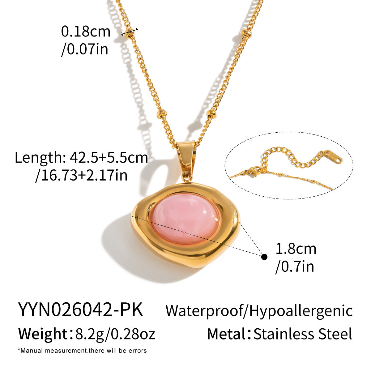 Natural Stone High-end Necklace With An 18K Gold Pendant