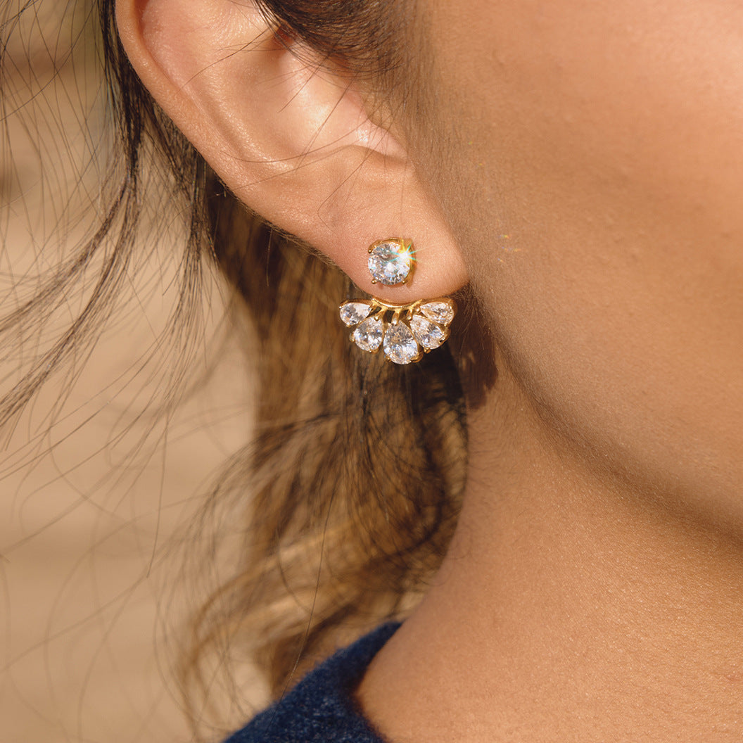 Fan Jacket Zircon Earrings Collection