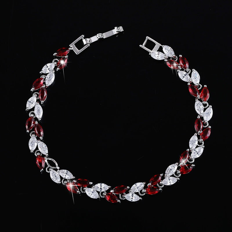 Small leaf zircon bracelet