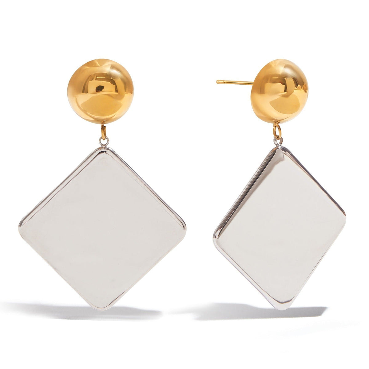 18K gold geometric square design classic retro earrings