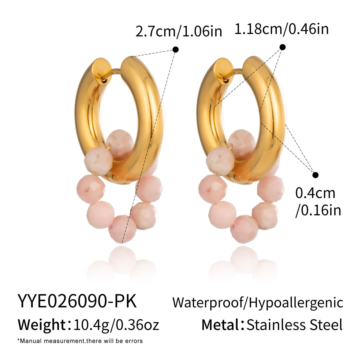 Stainless Steel Natural Stone Pendant Earrings