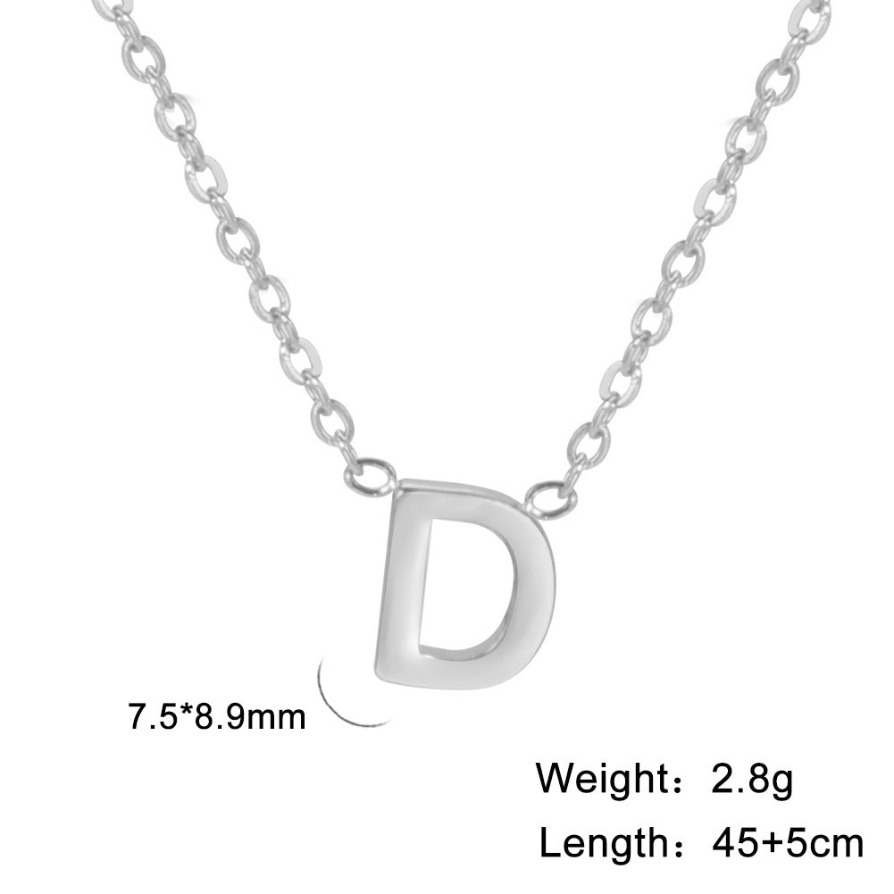 Hot-Selling Welded 26 Letters 18K Real Gold Electroplated Non-Fading Small Pendant Jewelry 304 Material Stainless Steel Necklace