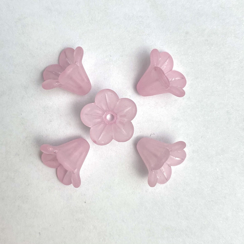Frosted Acrylic Trumpet Flower Beads, 3D Bell-Shaped Bud Charms For DIY Hanfu Hairpin Flower Bases, Earrings & Jewelry Making.