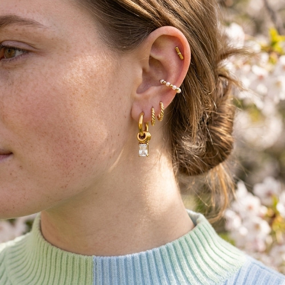 Green Zircon Hoop Earrings