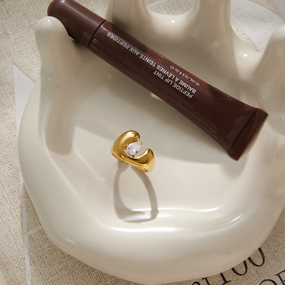 Horseshoe Zircon Open Ring