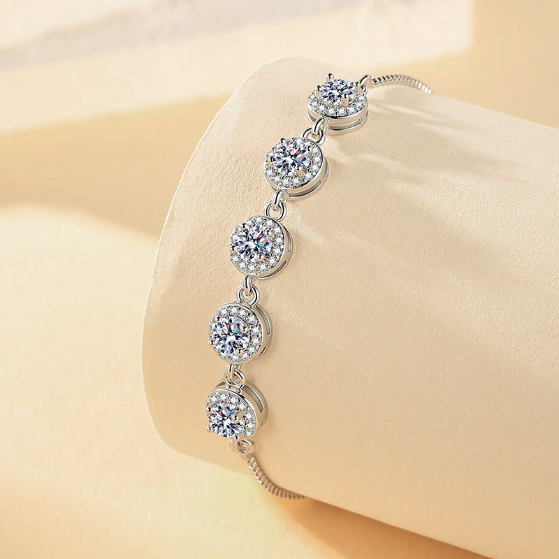 Korean Style New Adjustable Pull Slide Bracelet For Women, Stainless Steel Inlaid Zircon Bangle, Wholesale Ready Stock