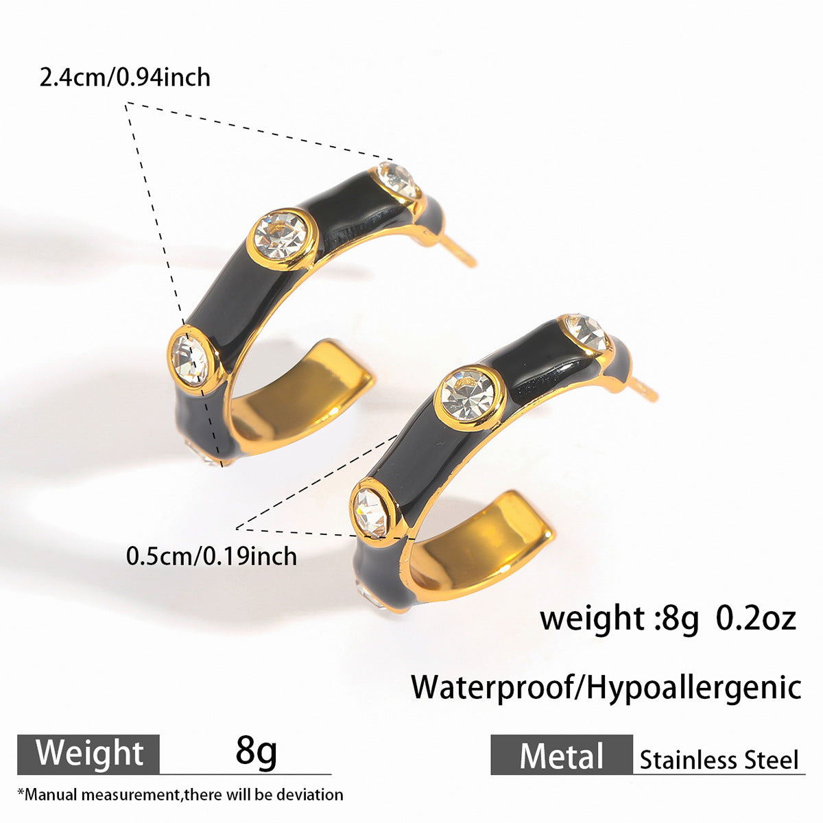 Stainless Steel Earrings With Geometric Pleats 18k Gold