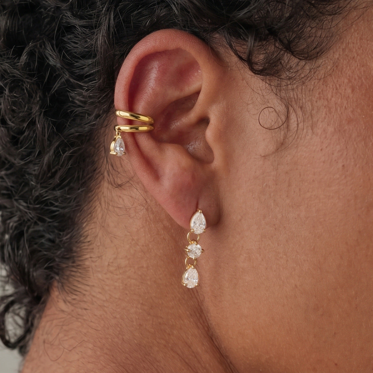 Geometric Zircon Tassel Earrings Collection