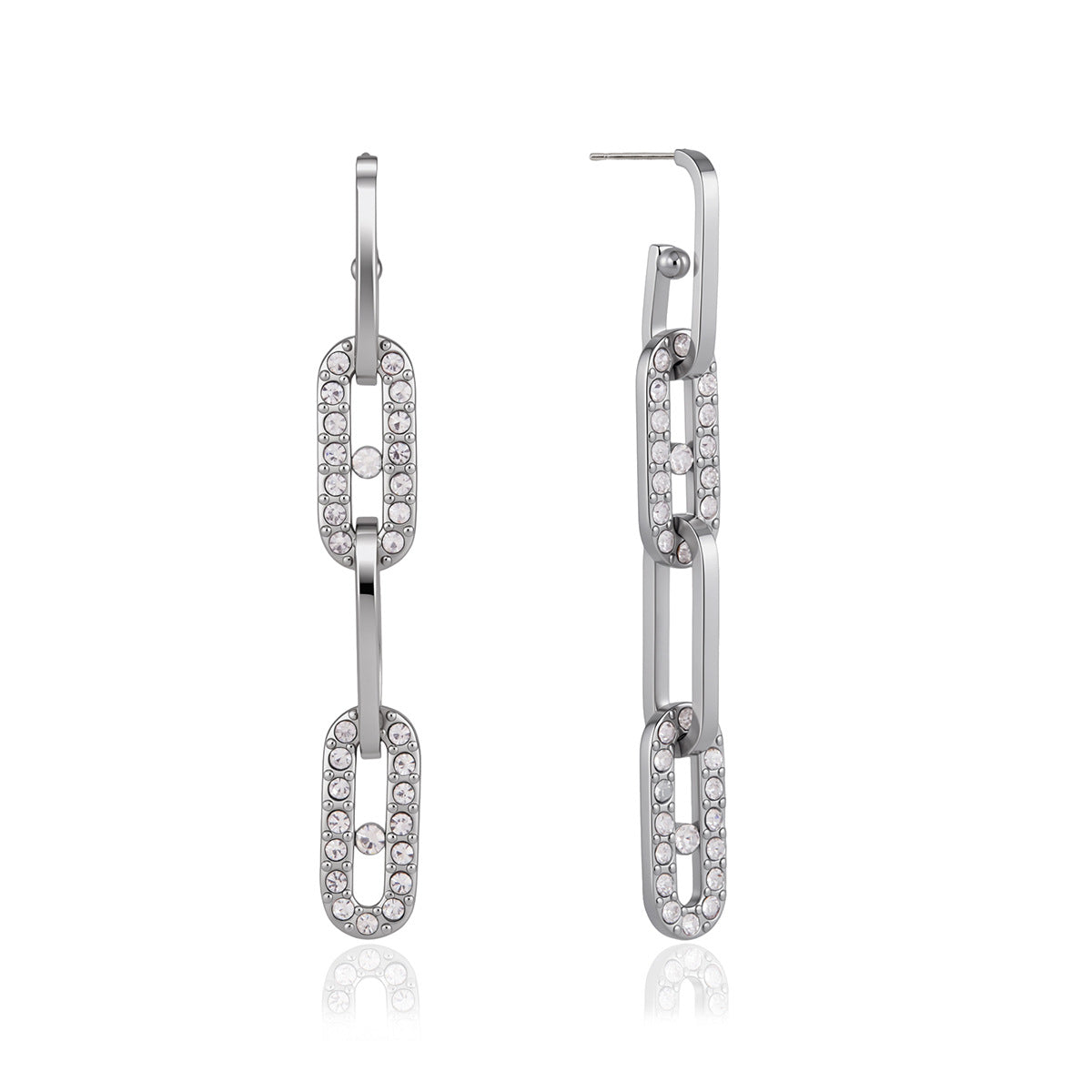 Crystal Paperclip Drop Earrings