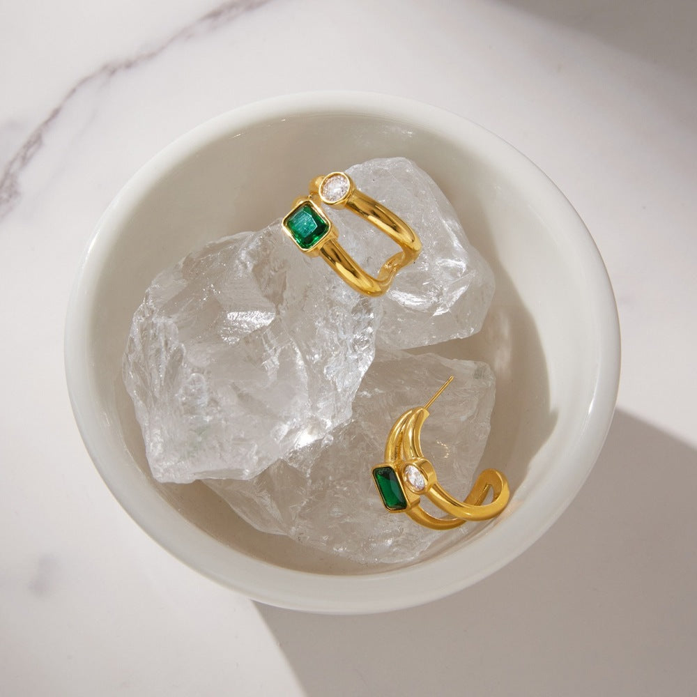 Oval Zircon Stud Earrings