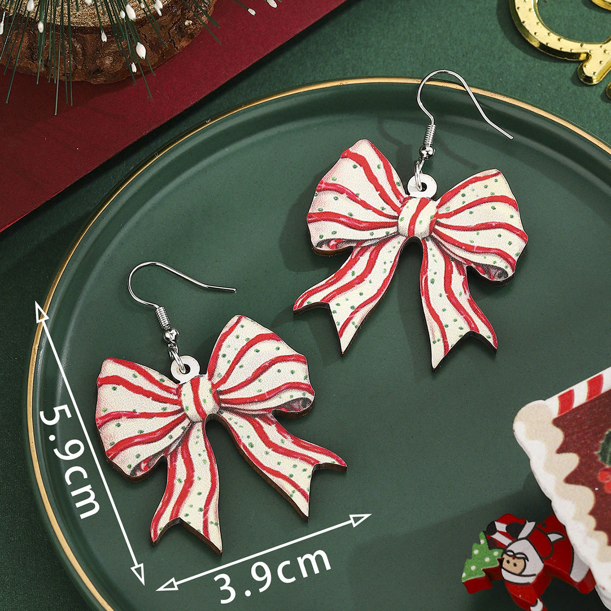 Cross-Border Personalized Christmas Alloy Earrings Christmas Hat Colorful Star Dot Diamond Christmas Tree Elk Gingerbread Man Earrings