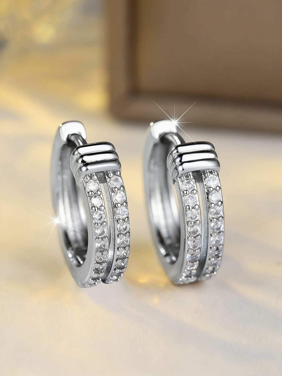 Light-luxury Double-row Fully Diamond Ear Clips